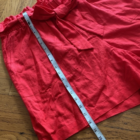 AVA & VIV Red Paper Bag High Waisted Tie Knot Linen Blend Shorts Size 1x - Picture 5 of 10